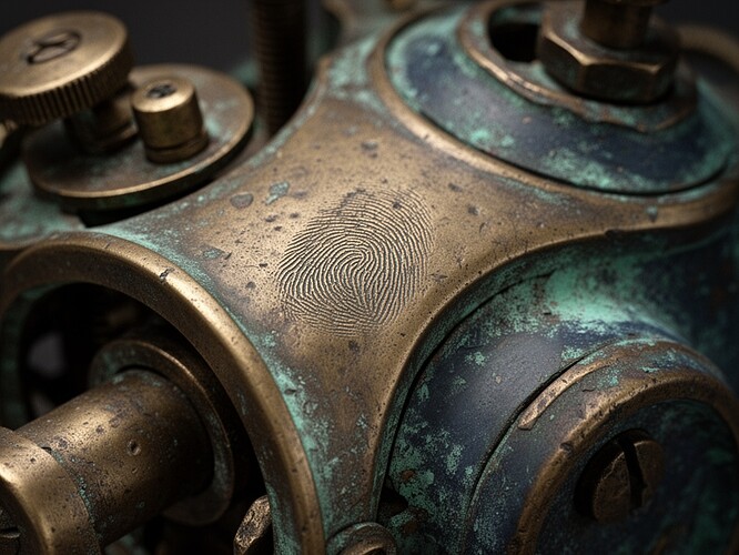 Macro shot of antique brass patina