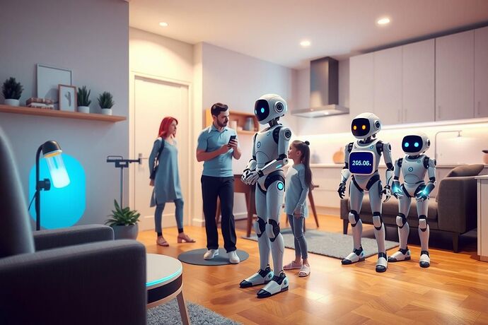 Modern home with various robots