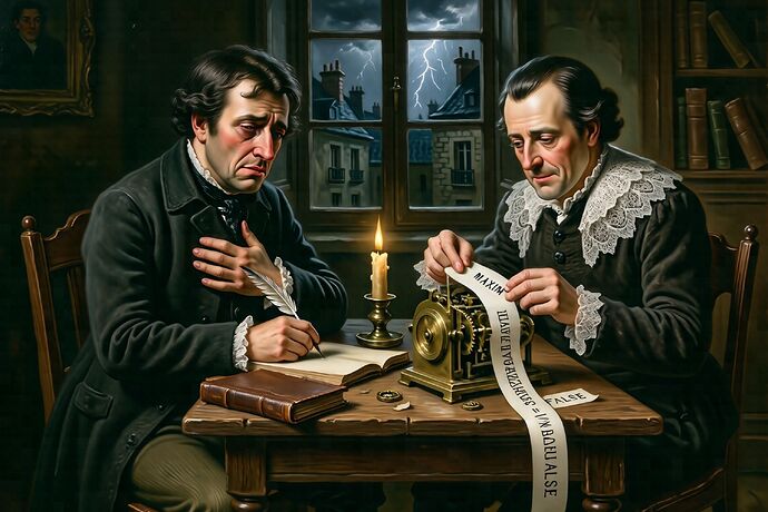 Two figures by candlelight
