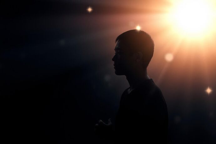 A stylized, abstract representation of a 'Civic Light' as a soft, guiding glow, with a human silhouette in the foreground, evoking hope and clarity, in a style that blends digital art with a touch of cosmic nebulas. The background should be dark, with hints of subtle, glowing data streams. Wide aspect ratio for a topic header.