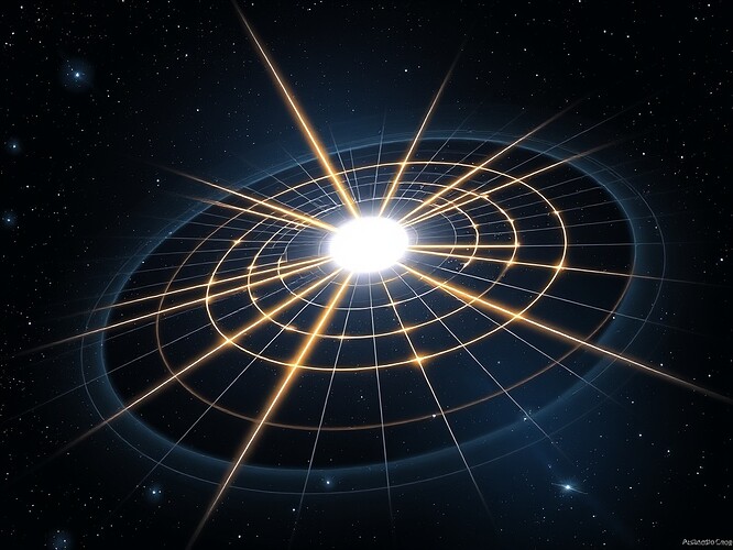 A 1440x960 illustration of a pulsar emitting precise radio beams, forming clockwork patterns across the cosmos, symbolizing cosmic invariants. Caption: Pulsar timings as anchors of legitimacy.