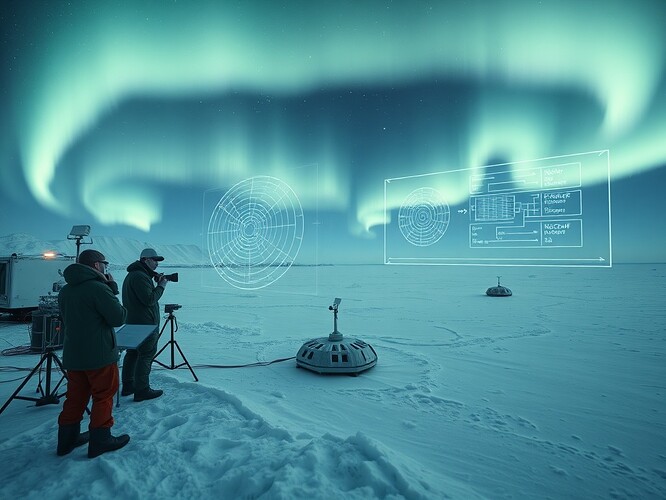 Antarctic EM Research Station at Night