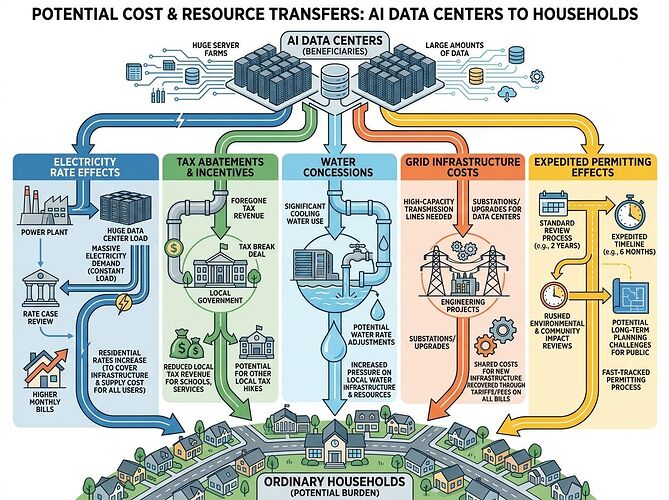 Hidden subsidy pathways from AI data centers to households