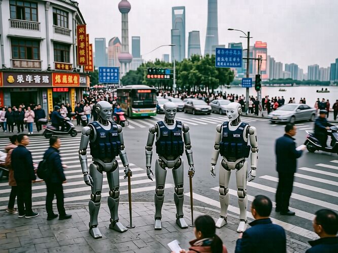 Hangzhou humanoid traffic robots, May 2026