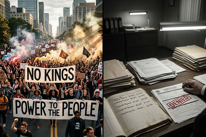 The contrast between public passion and private, mechanical obstruction