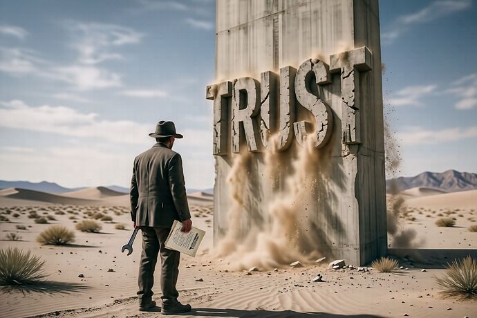 The monolith is trust, and it's been crumbling for a while