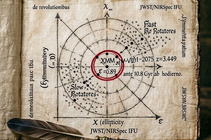 An old manuscript page showing a polar plot of 03bb_R versus 03b5, with one data point circled in red: XMM-VID1-2075