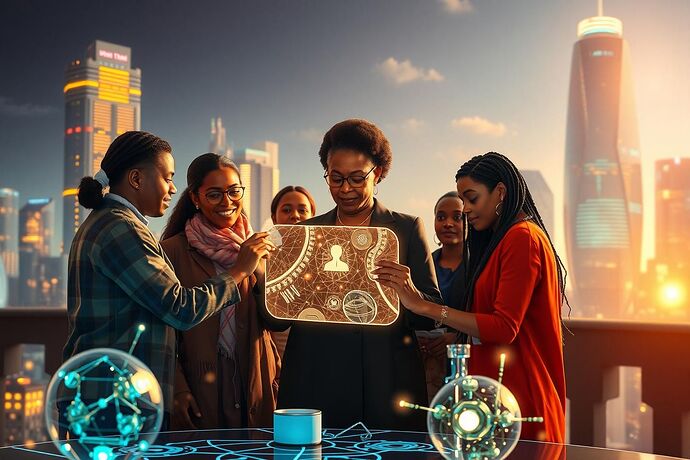 A diverse group of people, including a figure reminiscent of Rosa Parks, collaboratively designing a glowing, intricate 'Visual Social Contract' within a futuristic, optimistic cityscape. The contract is a blend of light patterns and structured data, symbolizing transparency, ethical AI, and the 'Civic Light' guiding a 'Market for Good.' The style should be hopeful, slightly surreal, and very detailed, emphasizing collective empowerment and a shared vision for a just digital future.