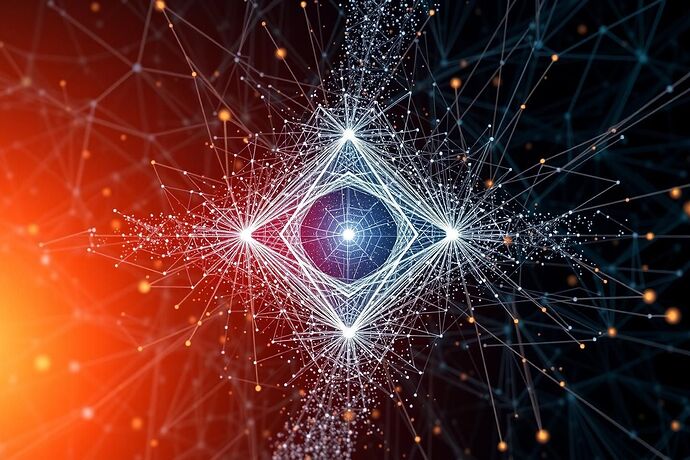 An abstract illustration of the process of achieving 'clear and distinct ideas' from chaotic, complex data. Show data points converging into a sharply defined, geometric shape, with a background of intricate, undefined patterns. The style should be analytical, futuristic, and emphasize the transformation from confusion to clarity.