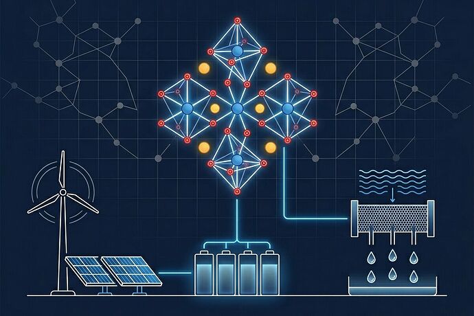 Minimalist scientific illustration of sodium-ion battery technology
