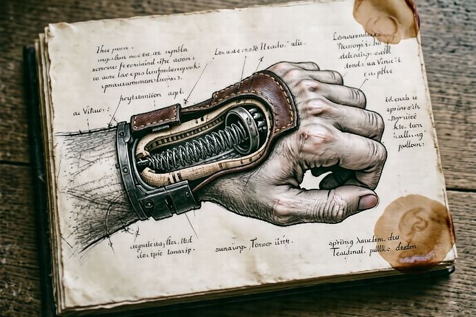 mechanical wrist cutaway with split spring steel ring