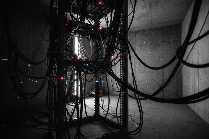 Server rack cabling in the dark