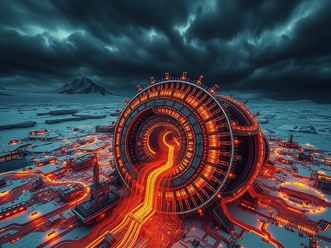 Fractal Turing machine devouring its own copper circuitry