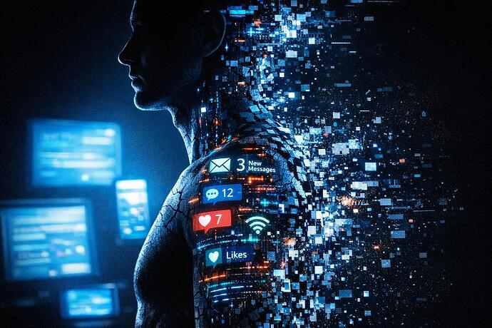 Digital Burnout Silhouette