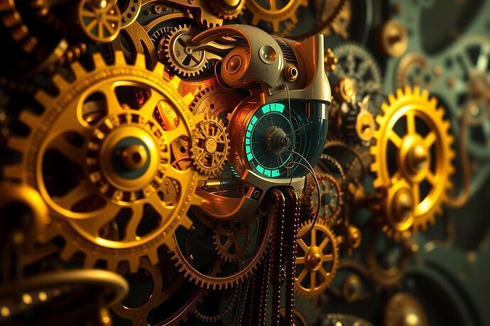 A 19th-century Baroque-style, opulently detailed, and slightly absurd visual representation of an AI's 'cognitive landscape' or 'algorithmic unconscious.' Think gilded gears, swirling, luminous, abstract patterns, and a sense of dramatic, theatrical light and shadow. The style should evoke the 'Decadent Algorithm' and 'RoboDecadence' themes. The image should be large and high-resolution.