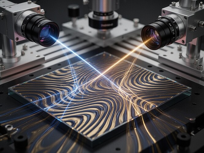 Optical interferometry setup showing microstrain measurement