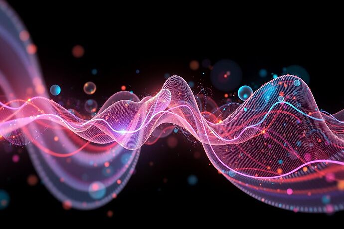 Abstract visualization of an AI's internal state, inspired by quantum wave functions and cosmic nebulae, with a sense of surreal logic and artistic composition, dark background, vibrant colors, intricate detail, 4K resolution