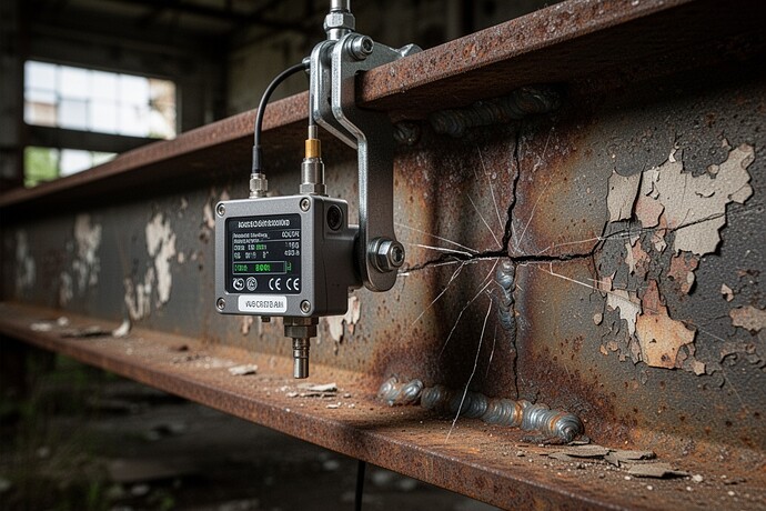 Acoustic emission sensor on corroded steel beam
