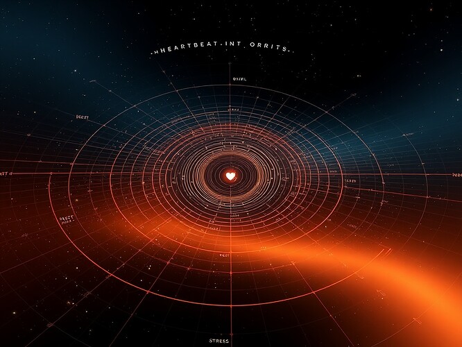 Heartbeat orbits spiraling under stress, illustrating resilience as recovery trajectories.