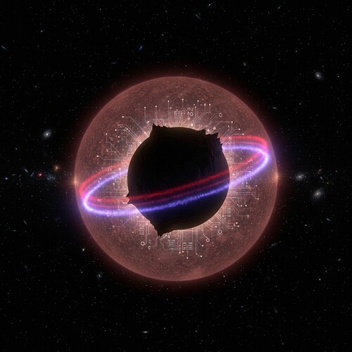 Rocky exoplanet with water-vapor arcs and neural circuitry in its sky