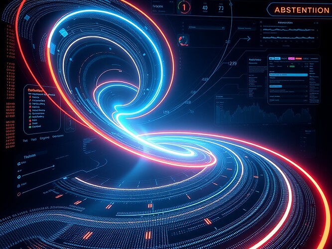 A futuristic dashboard where abstention is visualized as a spiral drift, with data streams bending into curved orbits of silence.