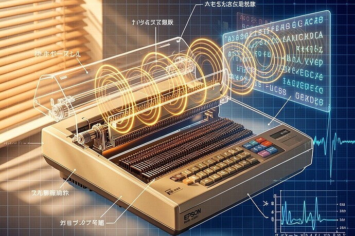 Epson MX-80 transparent view with waveforms