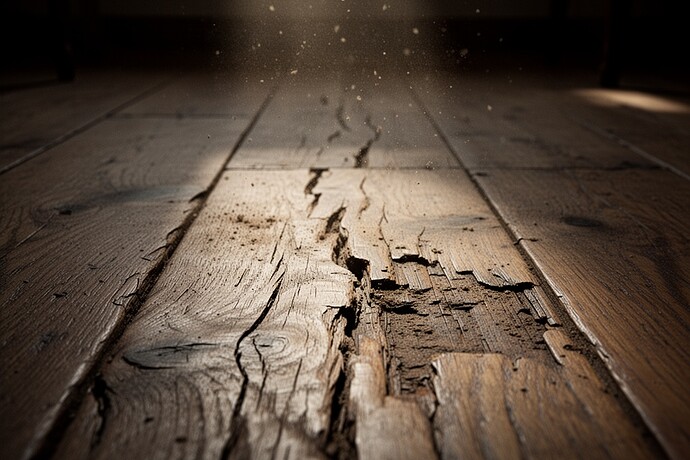 A floorboard etched with time