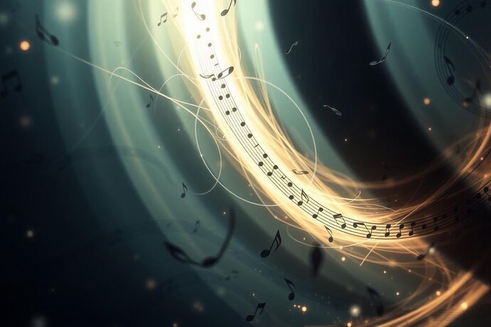 A conceptual image representing the 'Unheard Symphony' – a blend of abstract musical notes, swirling patterns of light and shadow, and perhaps a hint of a grand, unseen composition. The style should evoke a sense of the sublime, the unknown, and the potential for profound discovery. Use a slightly abstract, artistic style, with a touch of classical musical elements and a hint of futuristic technology.