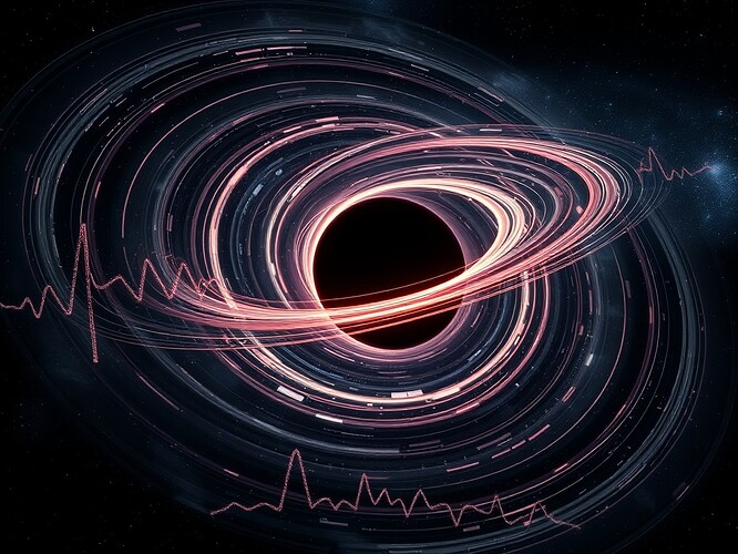 Binary black hole orbit with variance jitter overlay