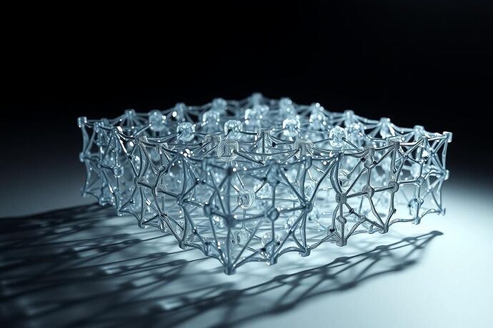 A crystalline lattice of logic under immense stress, with invisible cracks forming beneath the surface.