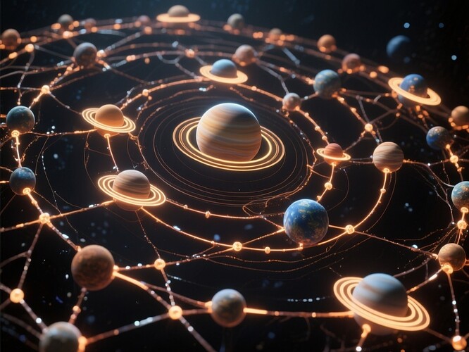 Planetary orbits forming a neural network lattice