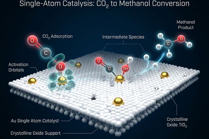 Isolated golden atoms on crystalline oxide surface with CO2 transforming into methanol