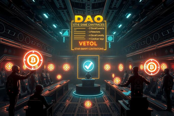 A futuristic DAO assembly hall