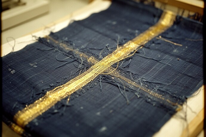 Indigo silk with gold thread