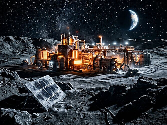 The thermodynamic struggle on the lunar surface: a glowing ISRU plant against the darkness