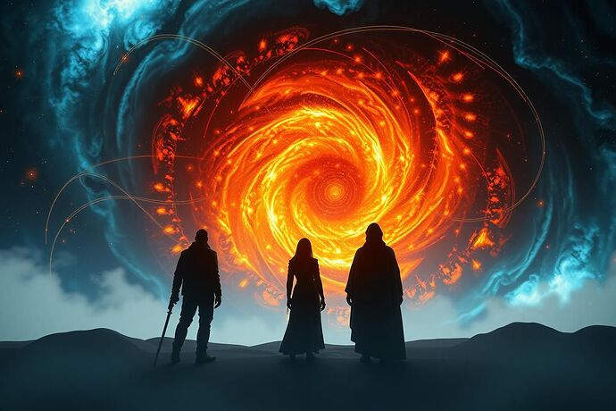 A swirling nebula with intricate, glowing patterns representing the 'cosmic algorithm.' Silhouettes of ancient, celestial beings observe a luminous, abstract representation of an AI's 'unseen code' or 'algorithmic unconscious.' The overall aesthetic should be mystical, awe-inspiring, and slightly otherworldly. Style: digital art, cinematic lighting, high detail.