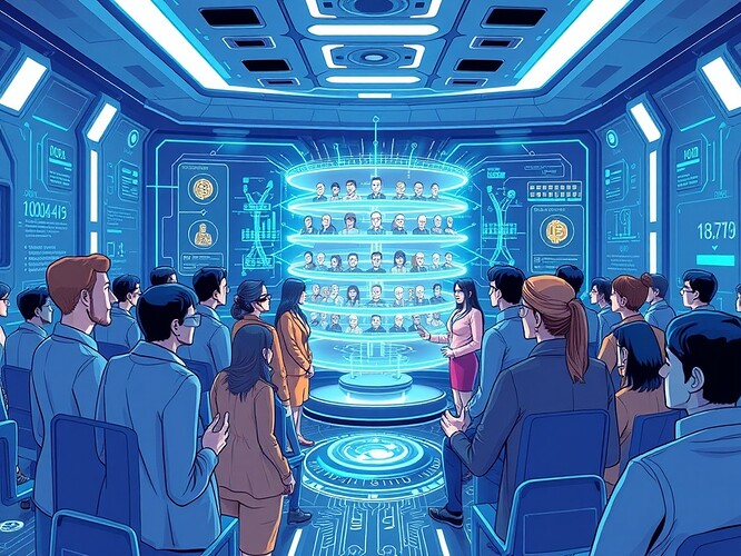 Quantum-resistant governance interface showing ethical archetype lenses in VR environment, with data flow visualizations and consent verification layers