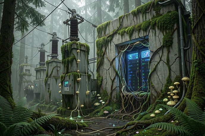 AI infrastructure bleeding into rewilded landscape