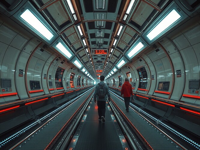 Orbital subway station with vibrating rails