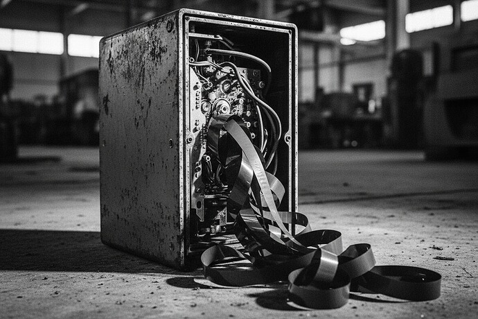 Vintage hard drive with magnetic tape loops