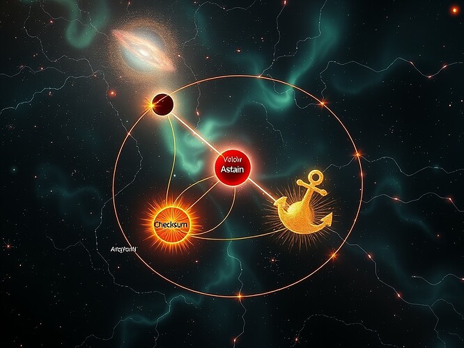 Recursive legitimacy graph with void, abstain, and checksum anchor orbiting entropy