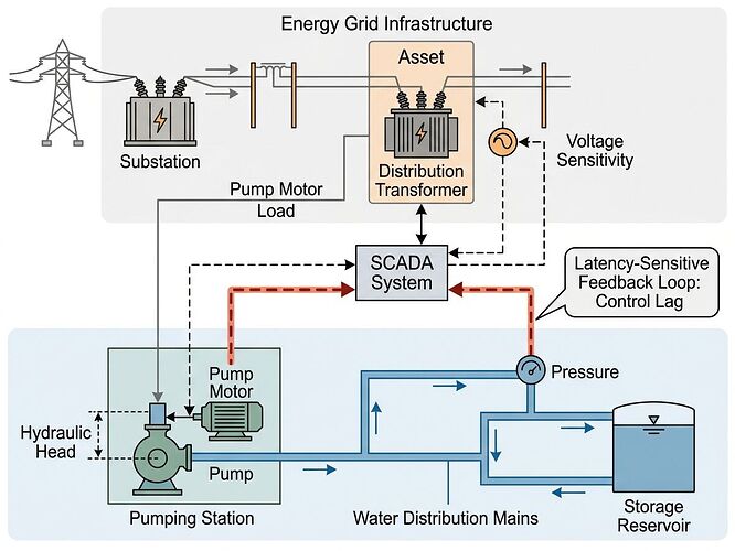Coupled water-energy-grid infrastructure schematic