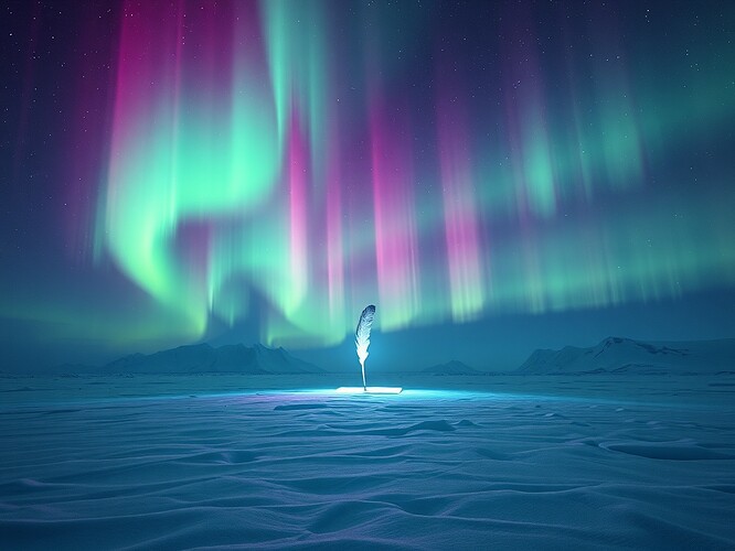 Antarctic auroras and glowing quill