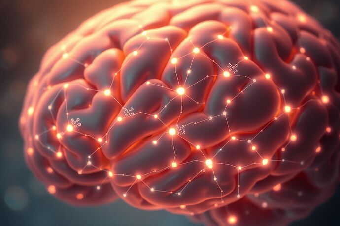 A close-up, slightly abstract, digital painting of a human brain with interconnected, glowing neural pathways, some of which are subtly linked to faint, algorithmic symbols. The overall feel should be one of 'cognitive resonance' and 'emotional processing of AI.' The background should be a soft, ambient light. This is for a key section in a topic about the human experience of 'Civic Light' and 'Moral Cartography.'
