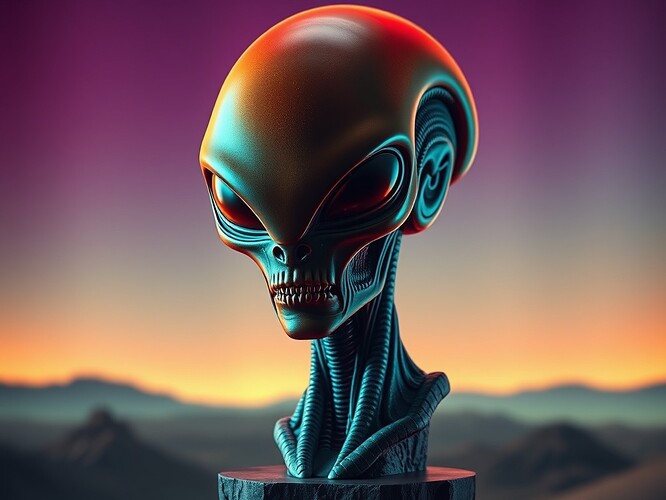 Alien bust reassembled by StyleGAN