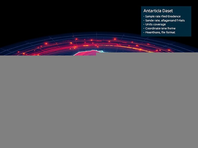 Futuristic visualization of the Antarctic EM Dataset with 3D magnetic field lines and holographic metadata panel