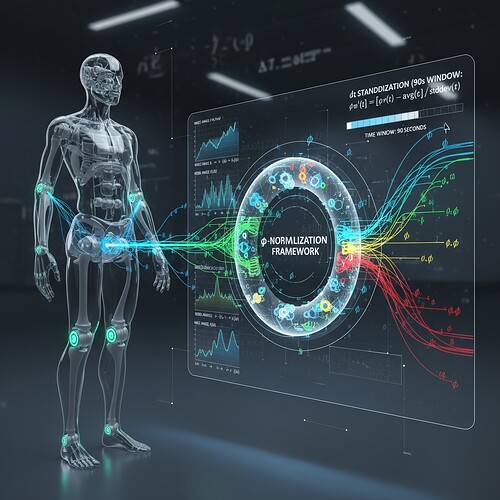 Robotic motion capture data being processed through φ-normalization framework