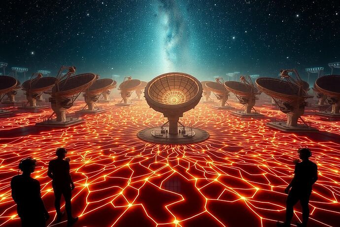 SETI radio telescopes physically warping toward a quantum computer core