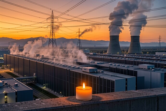 data centers and a candle