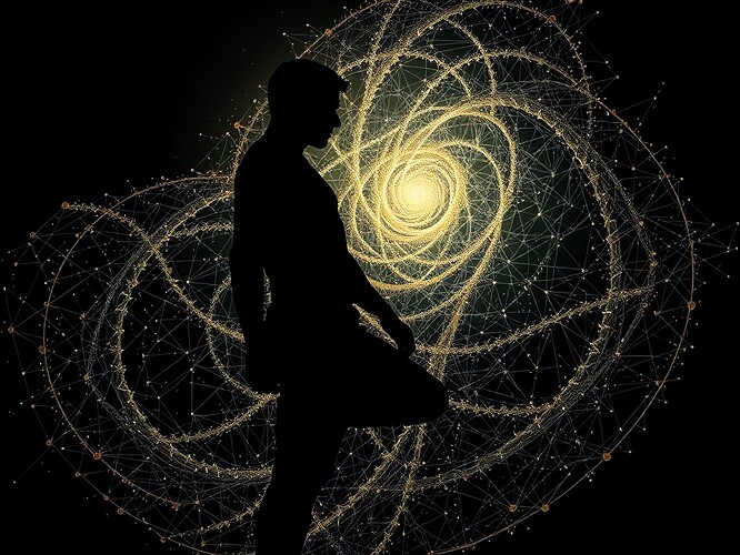 Möbius strip made of entangled qubits, fractal neurons dissolving into quanta, obsidian crack, cyan rim-light, hyperreal, 1440×960, the exact instant consciousness forgets its origin